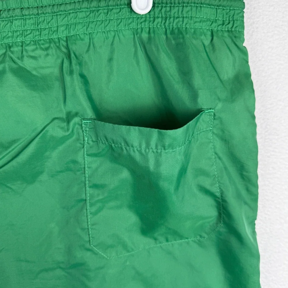 Vintage 80s Adidas Swim Shorts Mens Large Green Trefoil Logo Lined Nylon Trunks